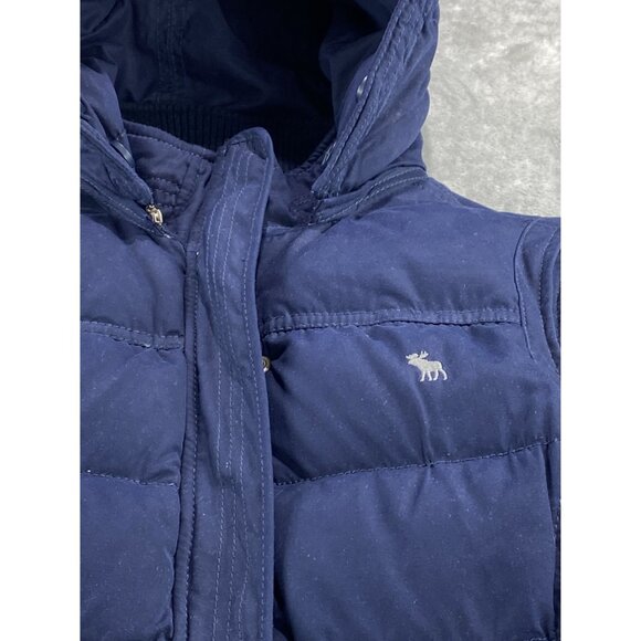 Abercrombie & Fitch Puffer Vest Hood Womens Large Navy Blue - Picture 4 of 9